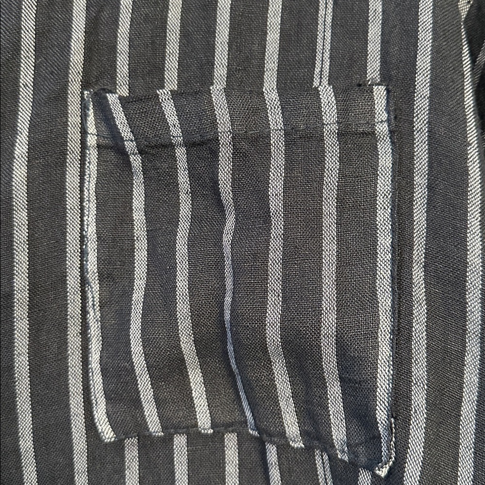 Source Unknown Navy Striped Blouse View 4